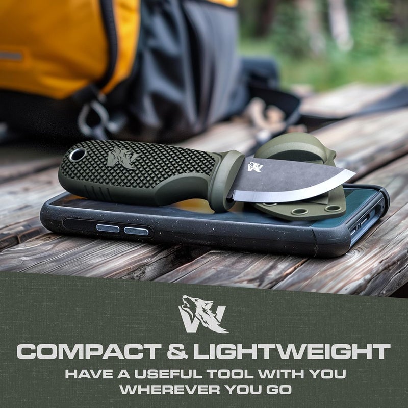 ODENWOLF W-MINI 2 - EDC Neck Knife with Sheath and Necklace - Small EDC Fixed Blade Knife Necklace and Belt Clip - Pocket Fixed Blade Knives - Full Tang Neck Knife with Sheath Tactical + Fire Starter - Image 3